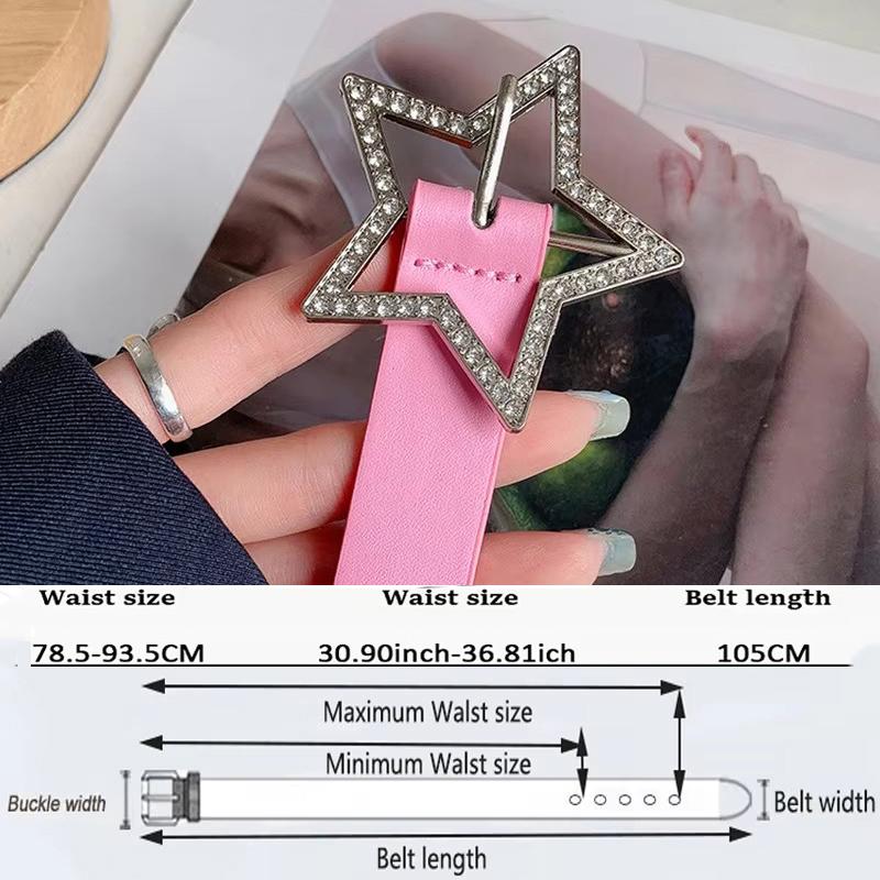 

Ремень со стразами Y2k женский ремень Y2K пряжка звезда модный ремень для джинсов платье искусственная кожа украшение розовый пояс NV005 104cm розовый