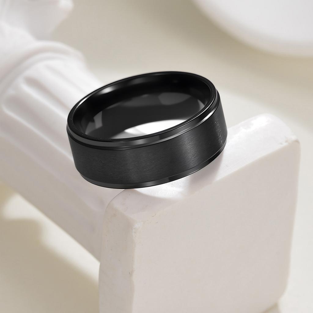 European and American Jewelry Men's Matte Black Plated Simple Fashion Ring