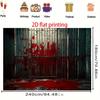 2D Flat 1pc Horror-themed Polyester Background Banner - Bloody Prison Design with Red Blood Splattering, Halloween Decor