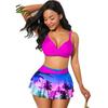Halter Neck Sexy Split High Waist Ruffle Print Bikini Sets Swimsuit Women Backless Swimwear