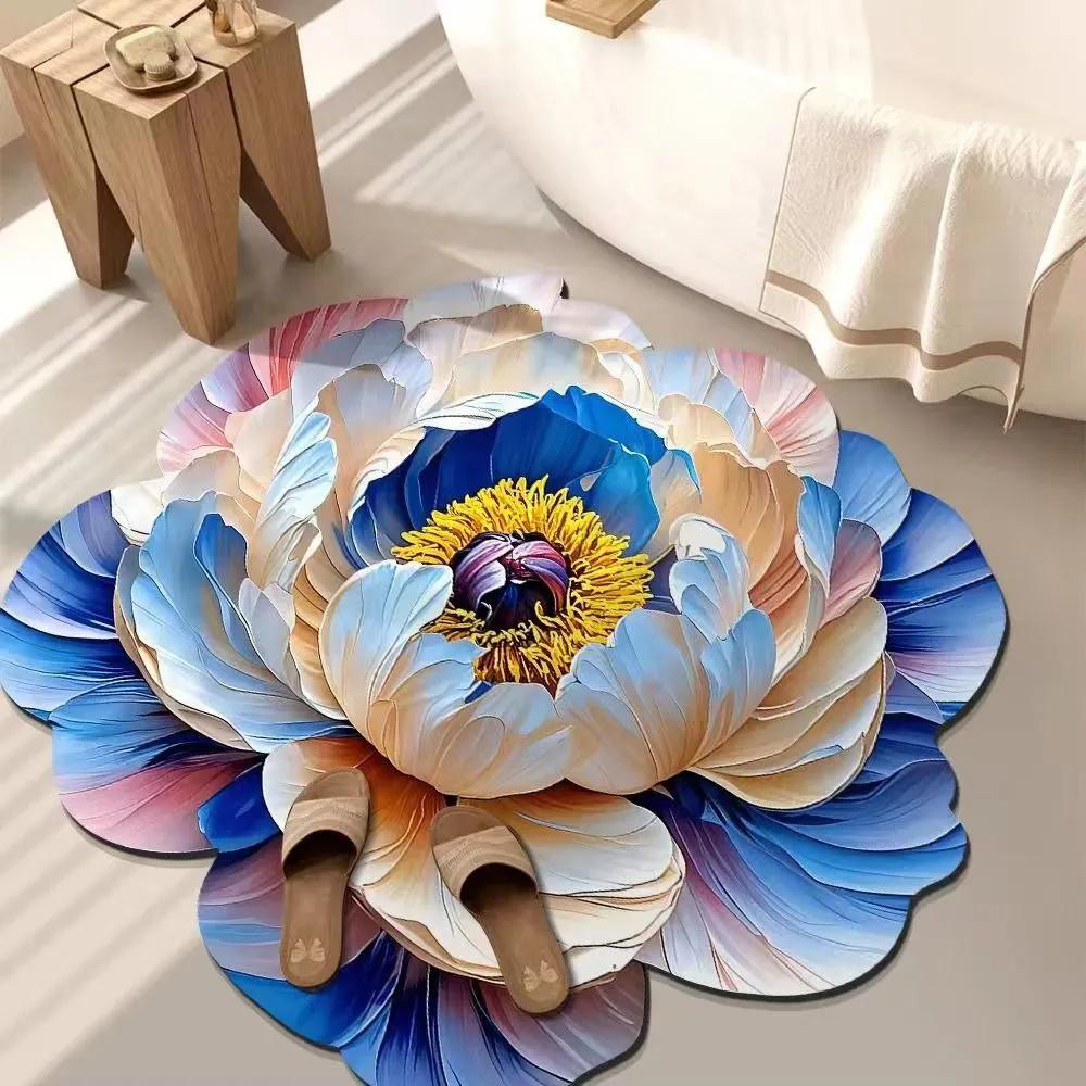 WTEMPO Bohemian Style Printed Carpets Flower Floor Mats Living Room Sofa Table Blankets Bedside Bedroom Rectangular Foot Mats