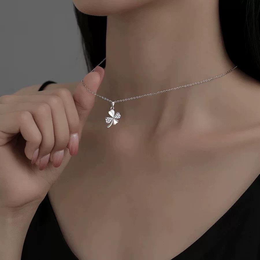 Beixi Four-Leaf Clover S925 Sterling Silver Necklace: Elegant Birthday Gift for Girlfriend