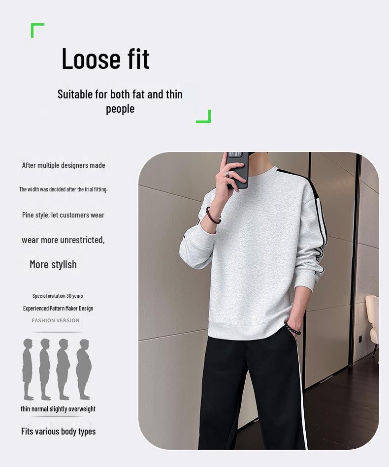 2024 Autumn Two-Piece Set: Round Neck Sweatshirt & Straight-Leg Sporty Sweatpants – Stylish and Premium Look
