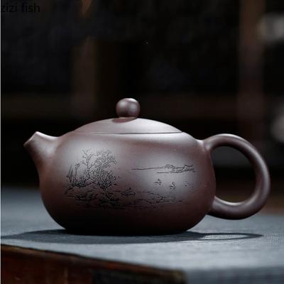 Yixing Lila Ton Teekanne 420ml Teekanne Teekessel Teebereiter Couchtisch Teezubereitungswerkzeug Teegeschirr Handgefertigte Teekannen Teekanne Geschenk