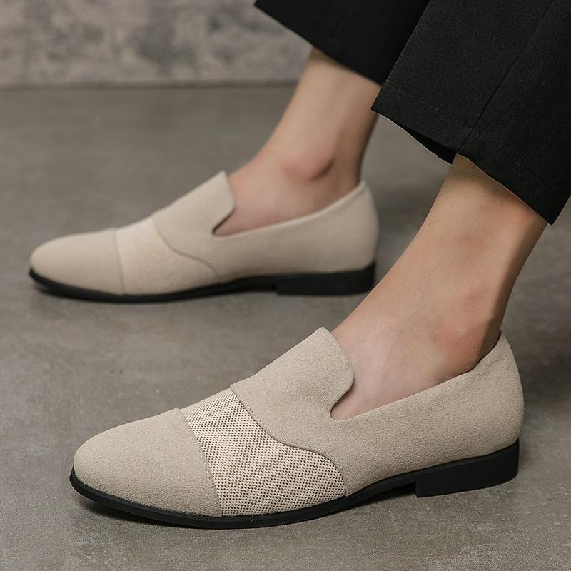 Fashion Luxury Designer New Pointed Suede Patchwork Oxford Shoes For Mens Formal Wedding Prom Dress Homecoming Sapatos Tenis Masculino