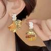Heart Leaf Tassel Earrings Crystal Exaggerated Earrings Fashion Vintage Metal Earrings  Party