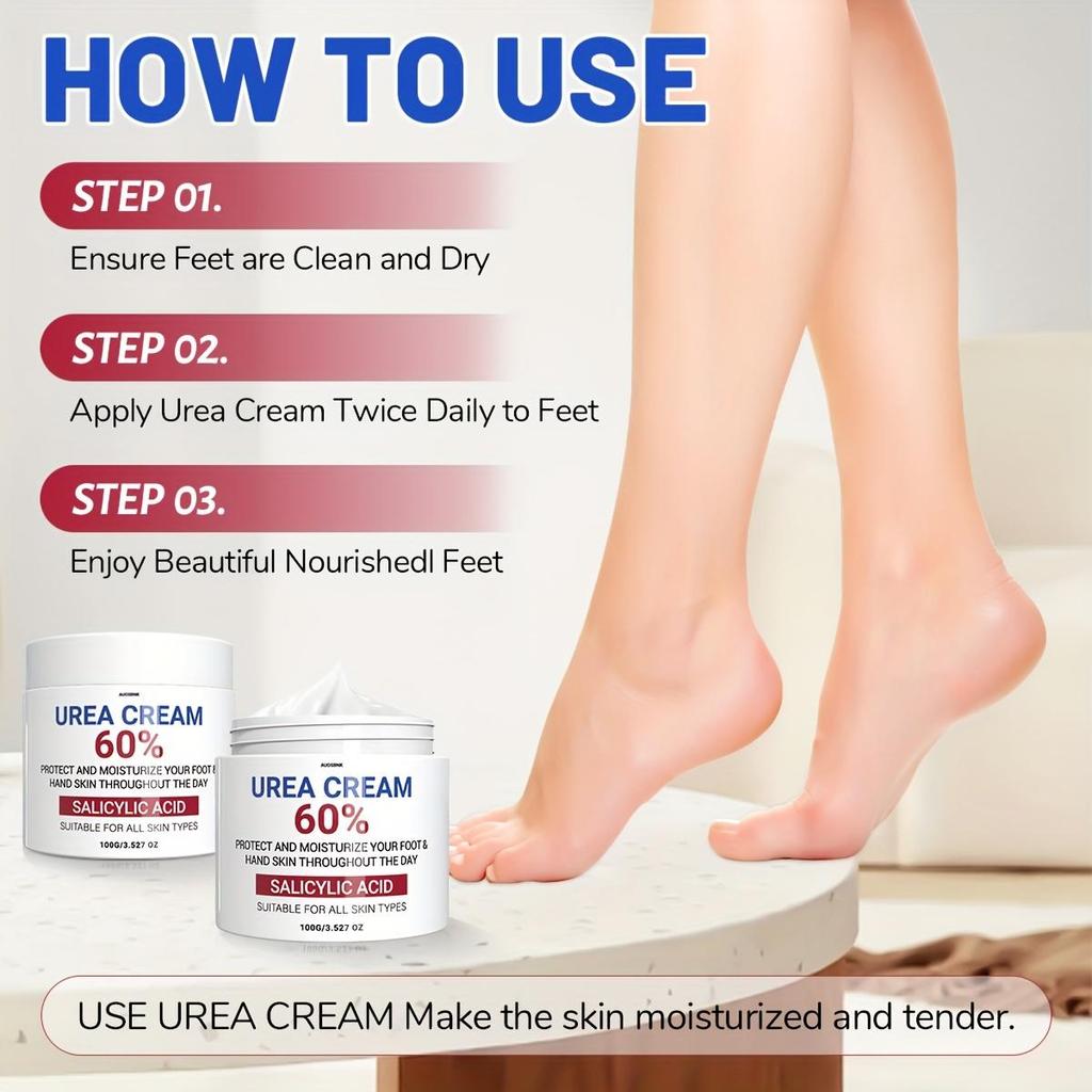 Krém s 60% ureou, Krém na nohy a ruce s ureou, Rychle se vstřebává, Nemastný, Bezpečný pro citlivou pokožku, Hydratační krém pro extrémně suchou pokožku, Vánoční dárek-100G