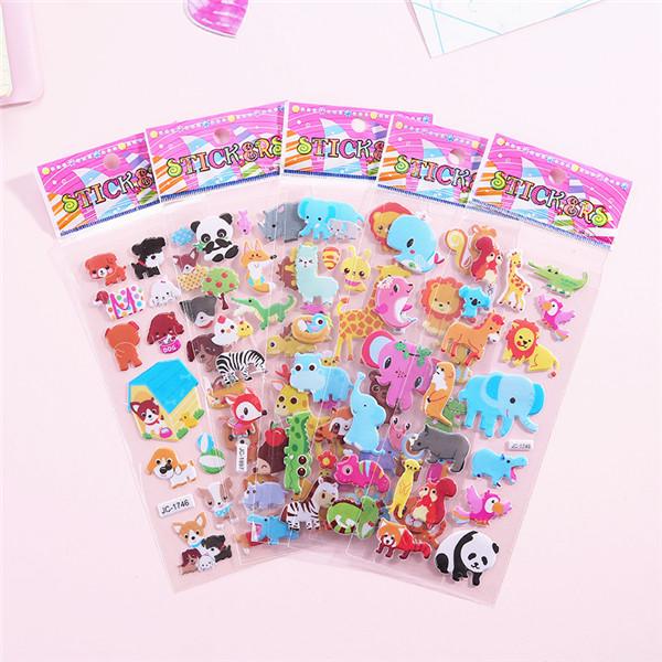 Bubble Stickers 3D Cartoon Animal Waterproof DIY Baby Toys for Children Boy Girl