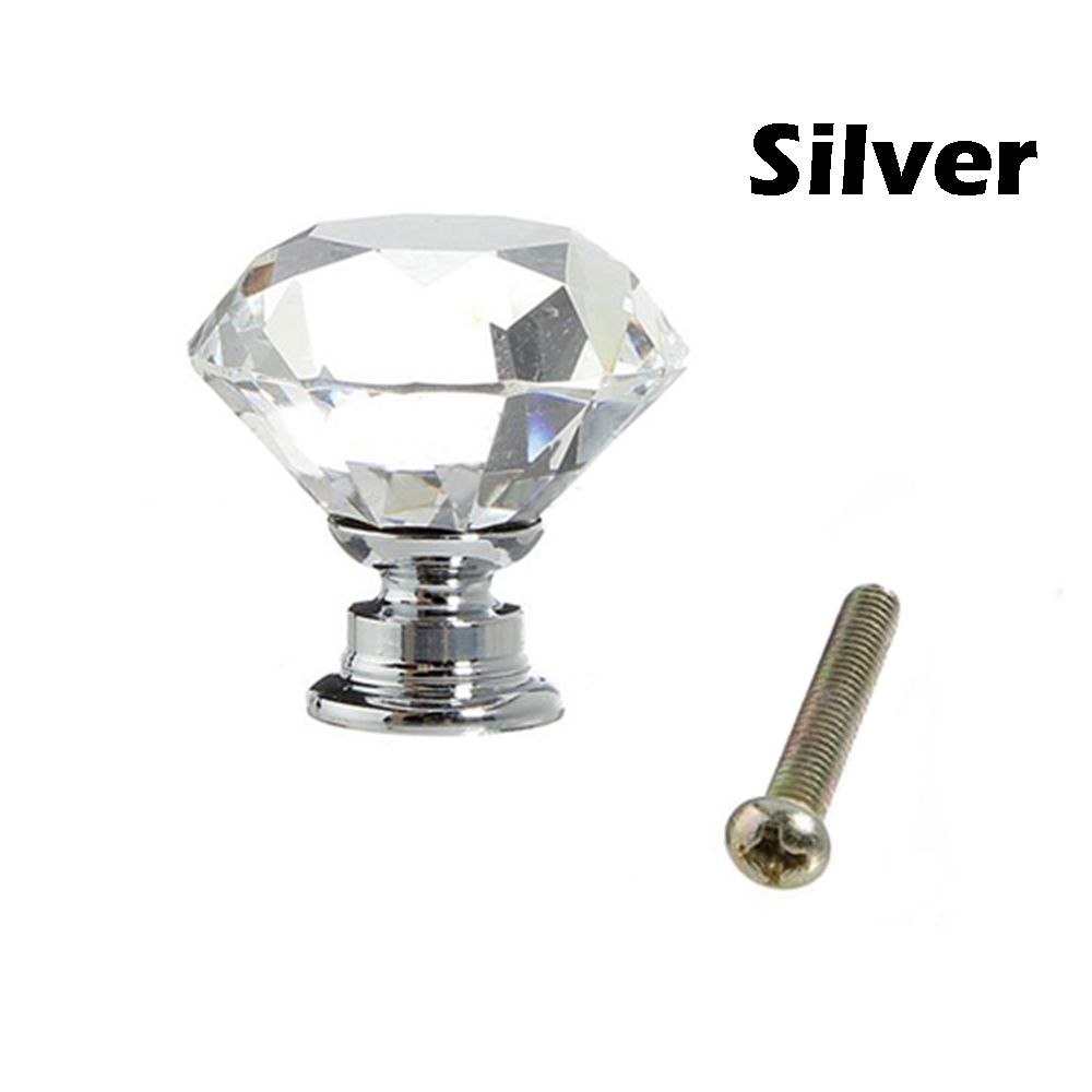 

Модні меблеві висувні ящики Шафа тягне кришталеві скляні ручки Дверні ручки у формі ромба Ручка срібний