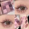 Dry Rose Nine-Color Eyeshadow Palette, Low Saturation, Daily Light Makeup, Pink Series, All Matte, Gray, Pink, Purple, Moisturizing, Nude Makeup