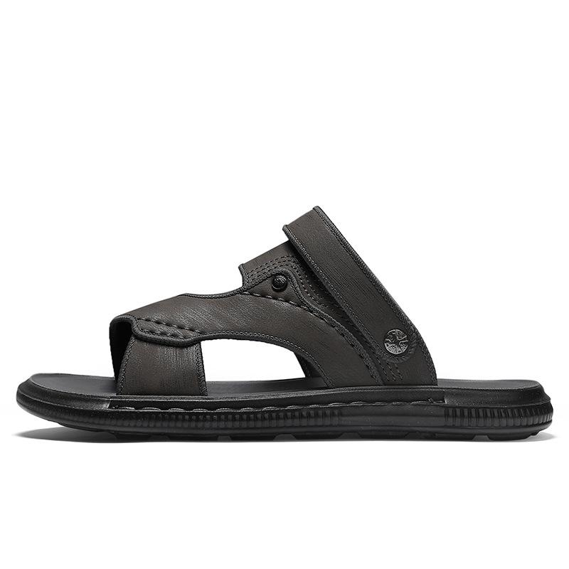 

Sandals men s summer wear non-slip thick-soled wear-resistant beach sports men s casual driver s dual-purpose slippers 44 сірий колір