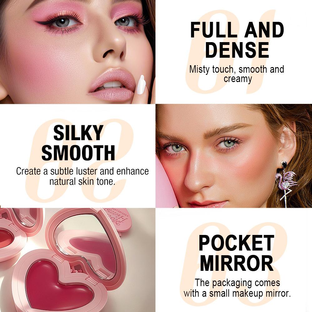 3pcs/3-Color Lip & Cheek Dual-Use Heart-Shaped Blush Stick Natural Contouring & Brightening Highlighter Blush