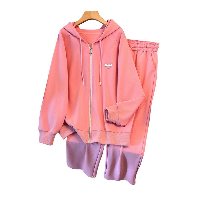 Women’s Plus Size Fashionable Slimming Hoodie and Pants Casual Set 7338