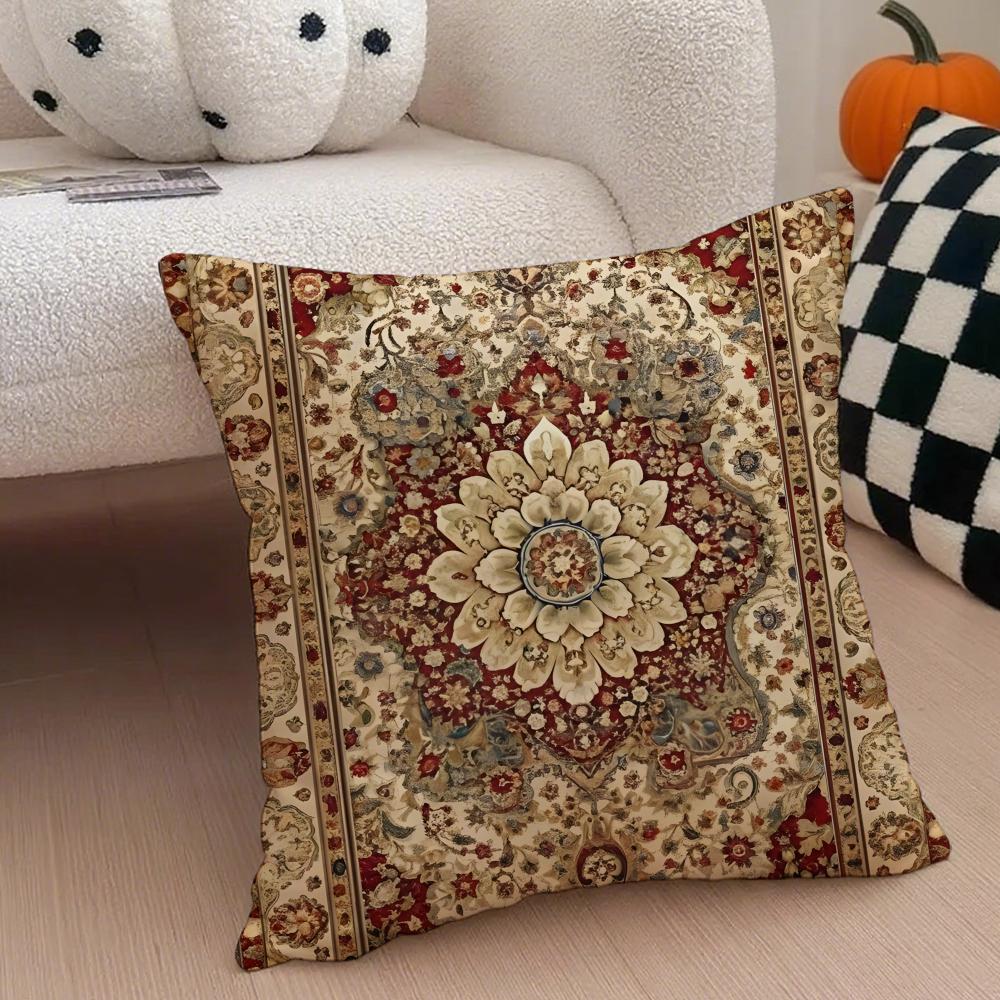 Elegant Kulturell Konst Vintage Persisk Stil Kuddfodral Kuddeöverdrag Dold Knapp Hållbar Polyester Stolskudde