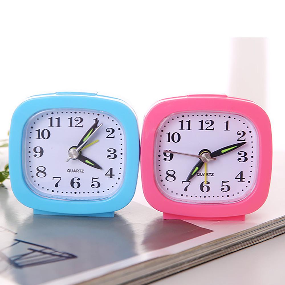 Square Simple Quartz Beep Alarm Clock Cute Portable Travel Table Bedside Clock