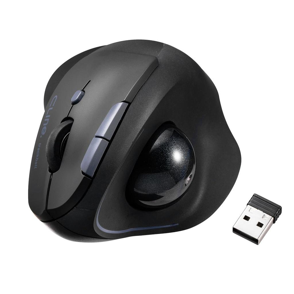 Sanwa Direct Trackball Ergonomic Mouse, Quiet Wireless Bluetooth 2.4GHz [With BackForward Buttons], Rechargeable, 400-MAWBTTB190BK