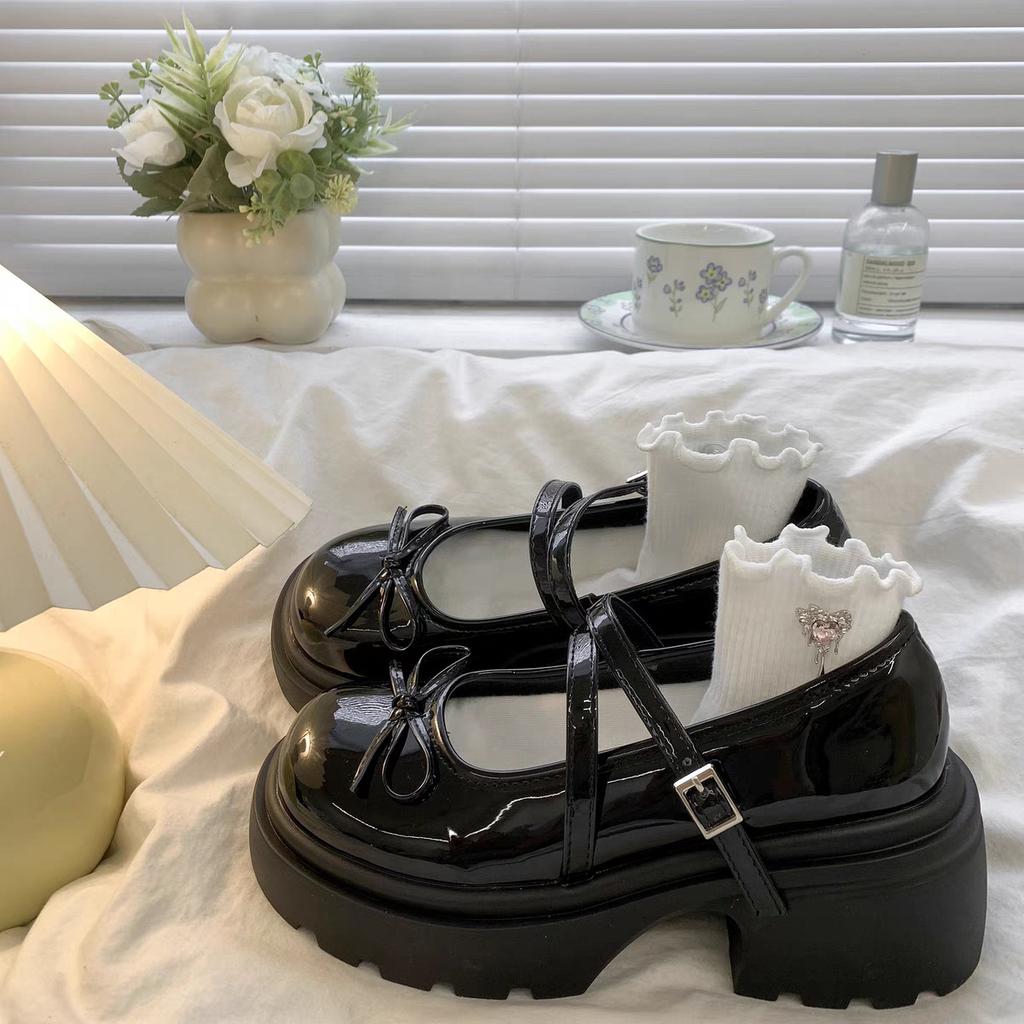 Fashion Chunky Platform High Heels Pumps Women Bowknot Shoes 2025 Autumn Leather Buckle Mary Jane Shoes Woman Thick Heeled Lolita Shoes