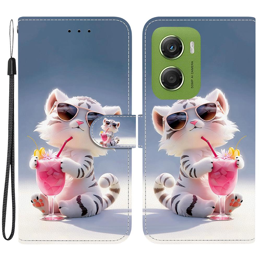 For Motorola Moto G06 4G Case Pattern Printing Leather Flip Wallet Phone Cover with Lanyard