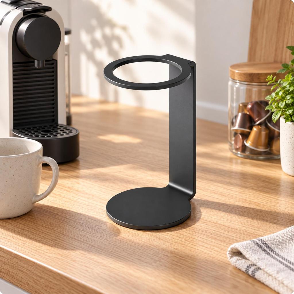 Black Metal Coffee Machine Stand Compact Freestanding with