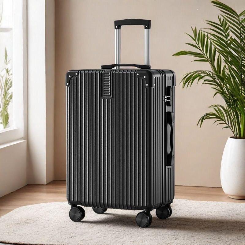 Durable Large-Capacity Leather Travel Suitcase with Universal Wheels and Password Lock