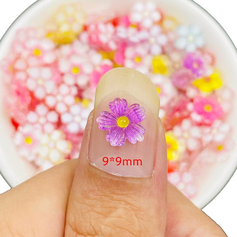 50 Pcs New Cute Mini Kawaii Mixed Color Floret Flat Back Resin Scrapbook Diy Party Manicure Hairpin Accessories Craft A44