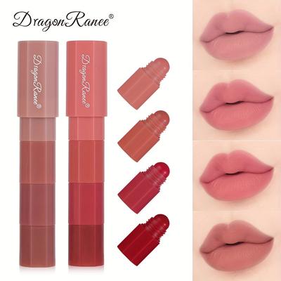 Mini Velvet Matte Lipstick Set 4-in-1 Long-Lasting & Moisturizing Lip Stain Smudge-proof Effortless Application Ultra-Portable Lip Gloss