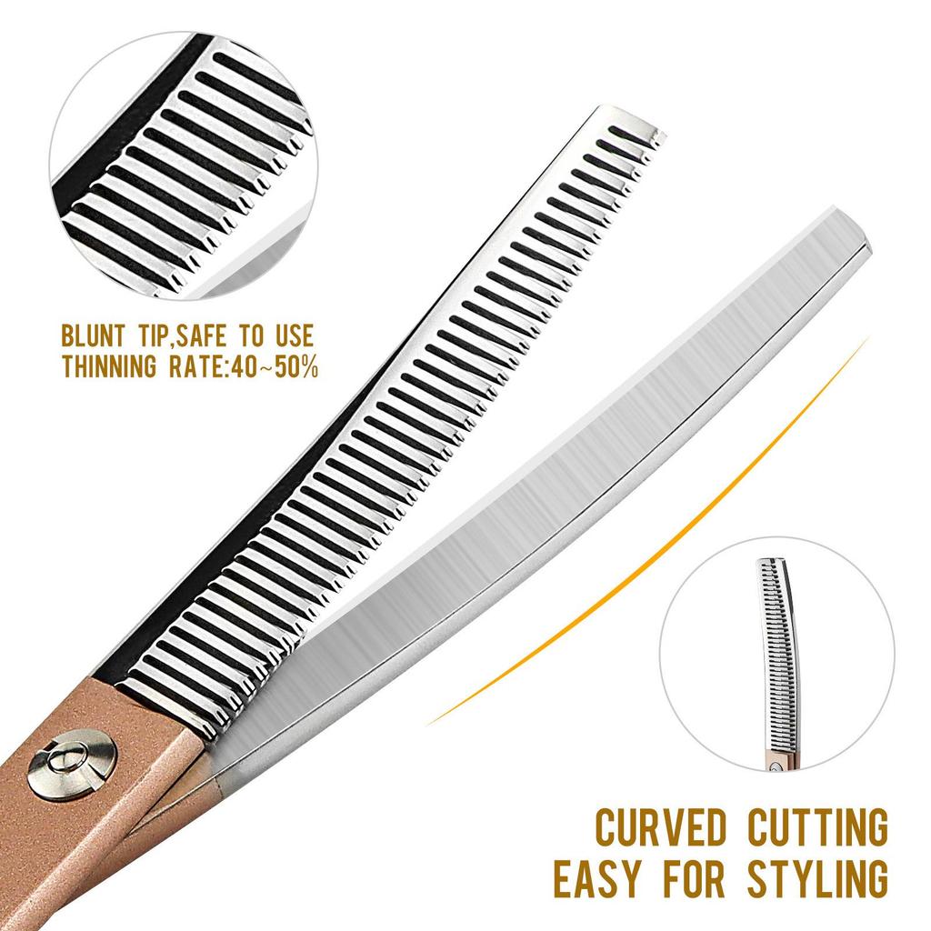 6.5" Meideng-Style Half-Gold Fishbone Pet Grooming Thinning Shears