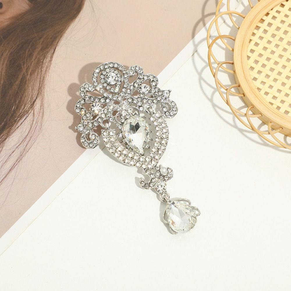 Teardrop Shape Crystal Brooch Luxury Crystal Brooch Pins  Dress Suit Accessories
