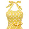 Vintage blue polka-dot lace-up halter-neck flared ball gown – elegant performance dress for the annual party