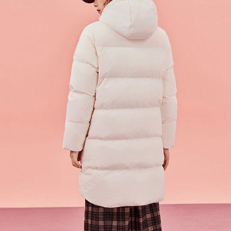 Anta Comprehensive Training Series Solid Color Zipper Hooded Down Jacket Women Outerwear White 962347902-1