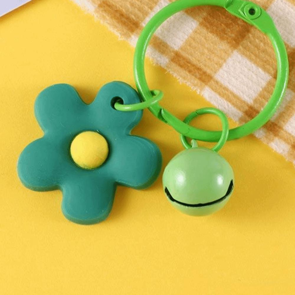 Girls Wild Korean Bell Candy Color Flower Keychain Bag Pendant Fashion Jewelry Key Ring