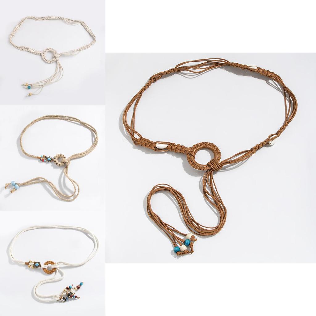 Bohemian Style Handmade Turquoise Waist Rope With Knotted Fastening For Festival Looks