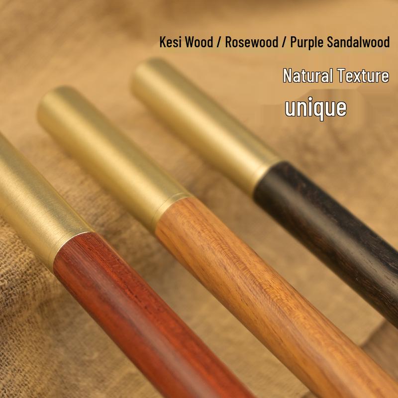 Elegant Brass & Rosewood Fountain Pen with Engravable Logo – Ideal Business or Conference Gift