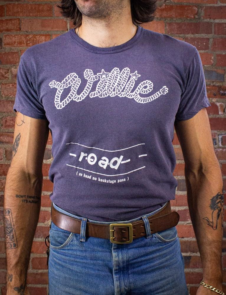 Remake Willie Nelson Road Crew Concert Navy T Shirt 1976 S5XL NH24959 Unisex T-Shirt XXXXL