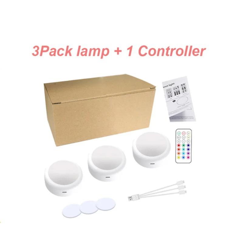 

3/6 шт. RGBW USB зарядка светодиодные шайбы лампы 16 цветов диммируемые беспроводные подсветка под шкафом для полки кухонного шкафа ночник RGBW