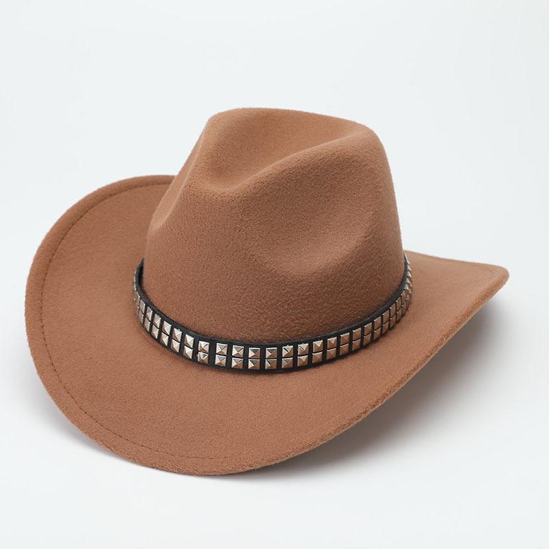 Deerskin Fleece Top Hat Retro Jazz Hat Men's and Women's Felt Hat European and American Woolen Hat Western Cowboy Hat