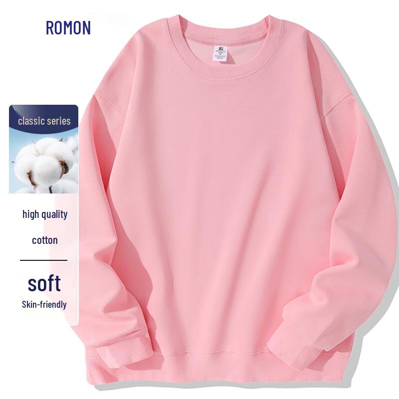 

ROMON Unisex Solid Color Cotton Blend Round Neck Sweatshirt S