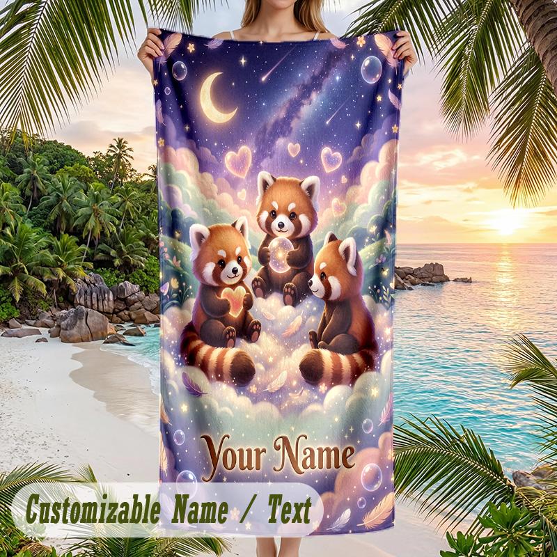Space Cosmic Theme Beach Towel Personalized Custom Name & Text Soft Quick Dry Beach Towel for Swimming Travel