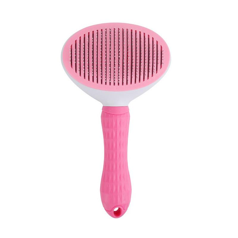 

Brush Pet Cat Dog Beauty One Click Removal Fine Needle Round Hair Comb Teeth рожевий