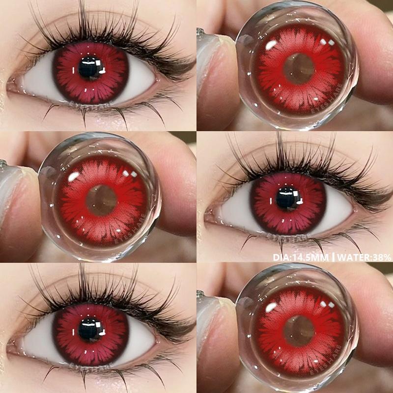 

1 пара фиолетовых линз для цвета глаз, цветные контактные линзы, аниме, розовые линзы, линзы Y2K для естественных глаз, линзы для косплея, годовые