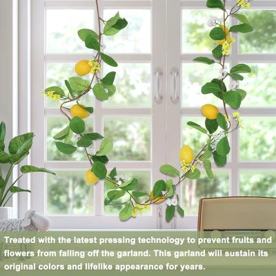 Fake Lemon Vine 36 Fork Plant Rantan Green & Yellow Window Wall Front Door 175cm Hanging Artificial Garland Home Room Decor