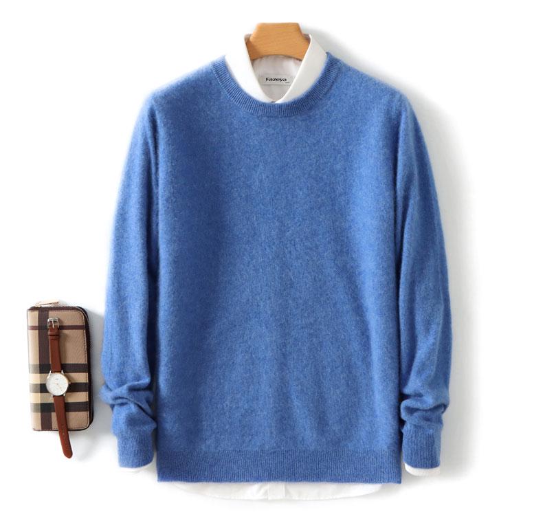 Men's Pure Wool Loose Fit Sweater: Casual & Formal Round Neck for Autumn/Winter