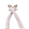 Shiny Rhinestone Mesh Gloves 42cm Glitter Long Gloves Elegance Party Costume  Dancing Prom