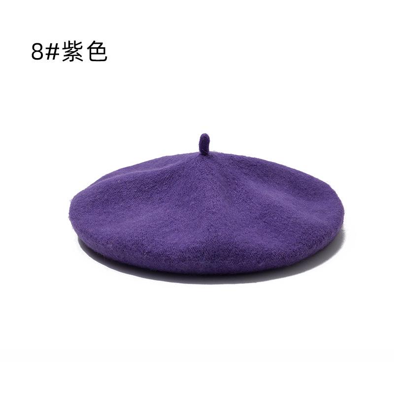 Hat Female Winter Imitation Wool Beret British Autumn and Winter Versatile Knitted Painter Hat Pumpkin Hat