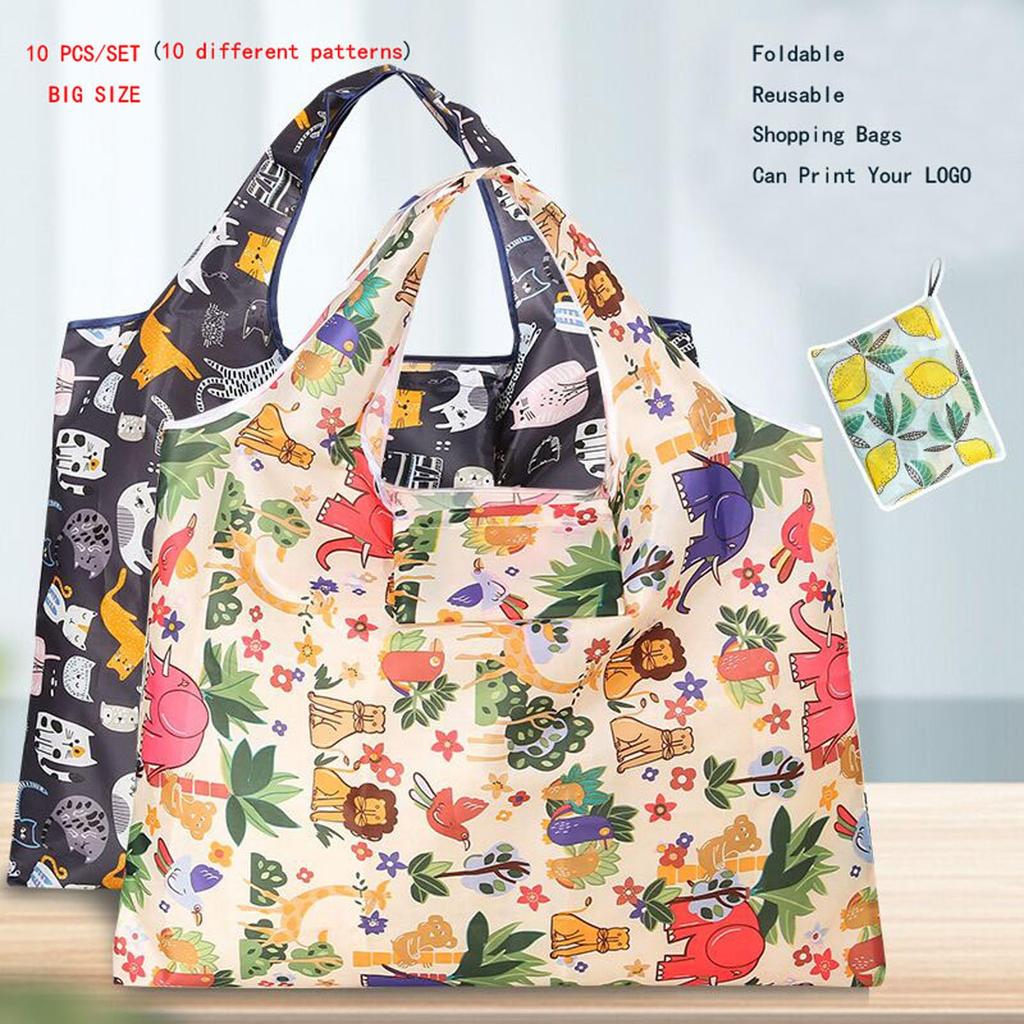 10 Large Capacity Supermarket Shopping Portable Foldable Eco Large Grocery Thick Storage Shoulder Carry Vegetable Fruit Bags PCS/SET Bags, Bags, Bags,