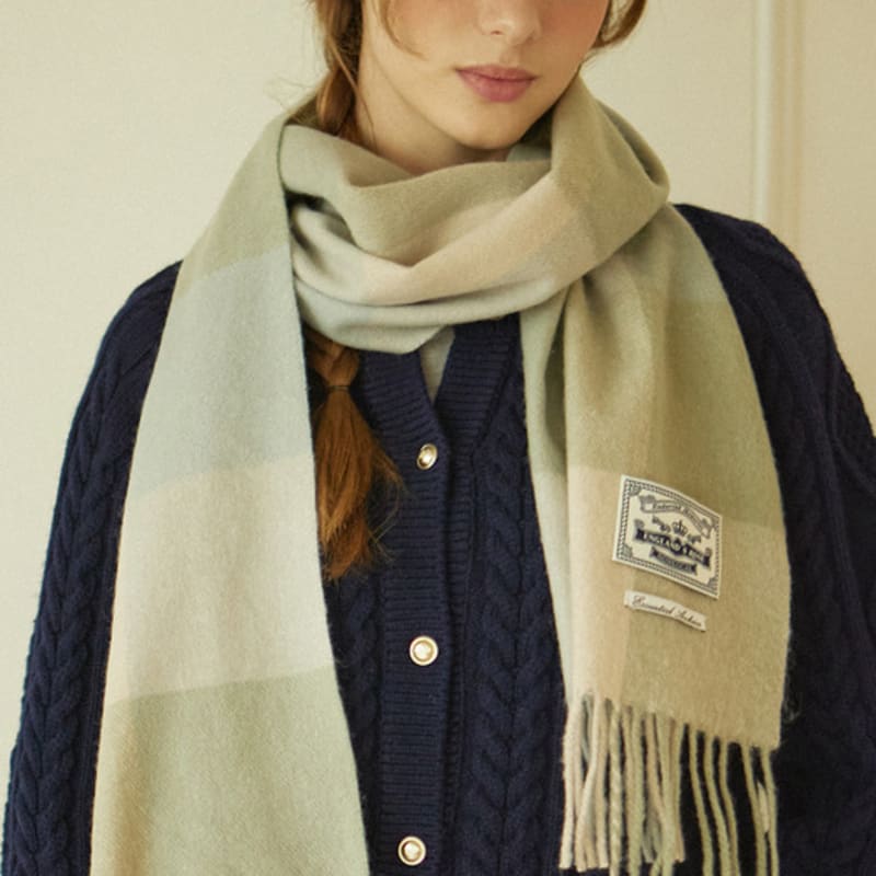 

NONLOCAL Holiday Check Blend Muffler - Mint Check Mint Check_FREE