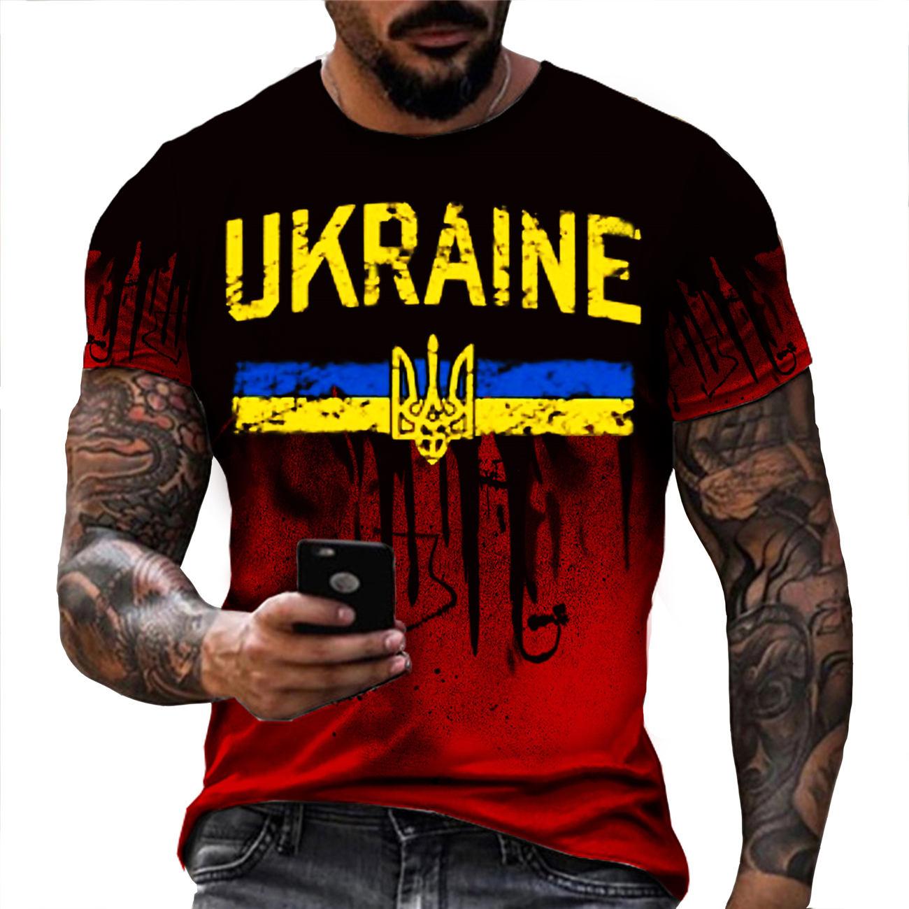 Xuhaijian02 Oekraïense T-shirts Heren 3D Vintage Print Vlag Korte Mouw Harajuku Top Oversized Shirts voor Herenkleding 6XL