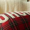 Christmas Plaid Pillowcase with Embroidered Letters