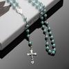 Fashion Crucifix Charm Virgin Mary Pendant Rosary Beads Chain Cross Necklace Jesus