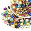 50 Stück/Los Bunte Tropfenform Acryl Aufnäher Strasssteine Mit Goldener Kralle Basis Tropfenform Perlen Für Kleidung Schmuck Dekoration